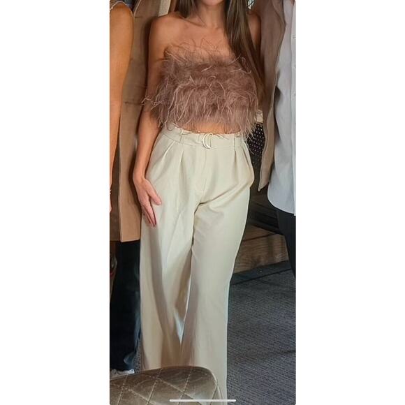 NWT Lamarque Zaina Strapless Feather Bustier in Mink Brown Top Size XS - Picture 5 of 5